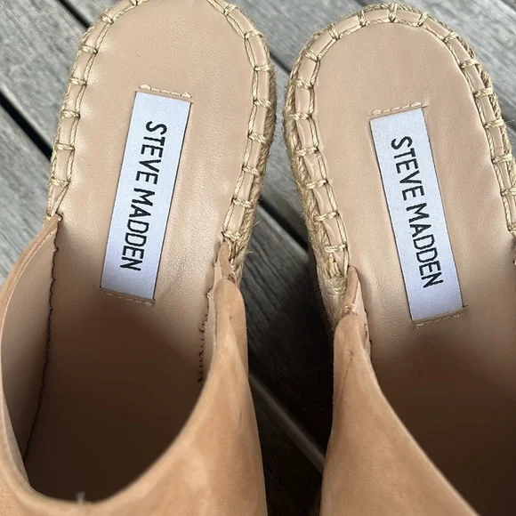 🏖️ STEVE MADDEN Beige Goring Wedge Slip On Leather Rise Shoes Women’s … - Picture 7 of 14